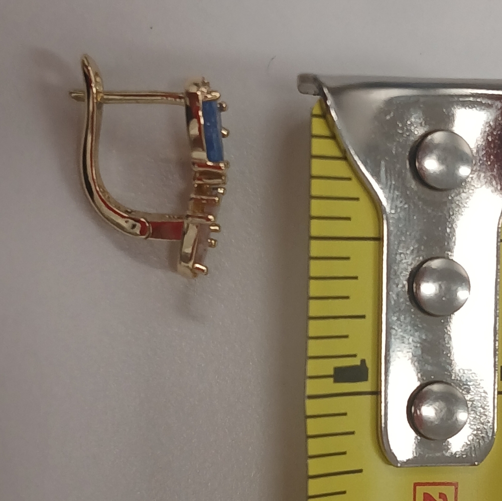 New 18k Gold Plated Blue & Pink Butterfly Huggie Earrings Pretty Bird Giftable - Picture 5 of 6